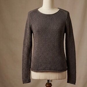 Vintage LOFT Brown Open Knit Wool Blend Sweater Long Sleeve Large